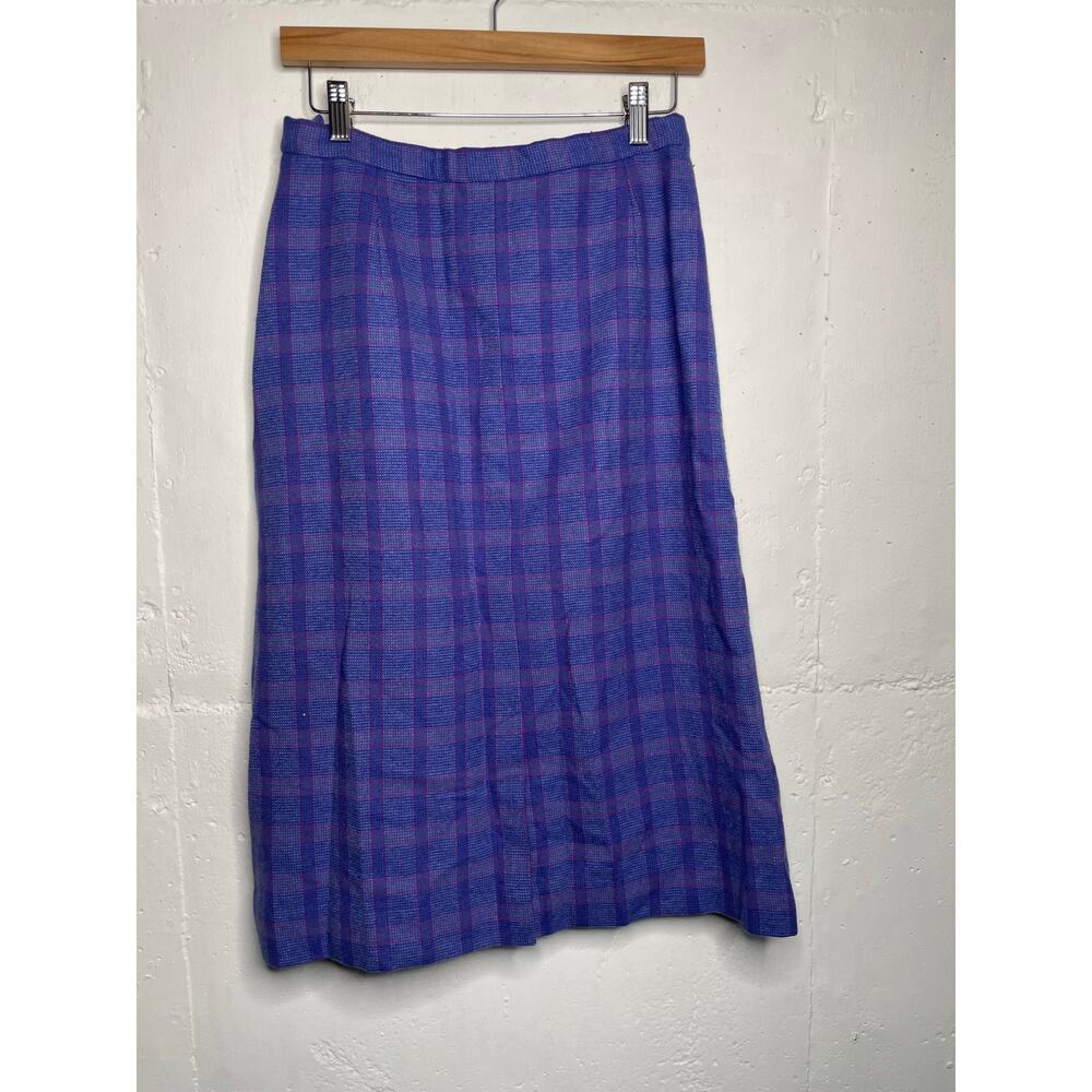 Vintage Pendleton Wool Midi Skirt Purple Plaid Size 10 - Picture 8 of 11